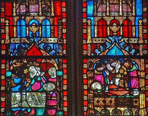 Vitraux du XIVe&nbsp;siècle représentant des épisodes de la vie de saint Jean-Baptiste.