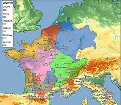 Carte de la France représentant un territoire divisé en cinq zones montrant un partage plus ou moins équitable.
