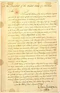 Lettre de Moses Seixas à George Washington