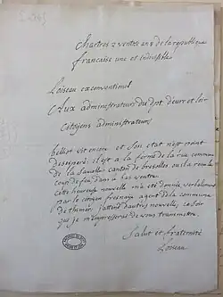 Rapport de Loiseau sur la blessure de son beau-frère en l'an VIII
