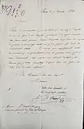 Lettre de remerciement du 7 décembre 1828 de Brunel à Becquey