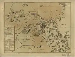Carte d'époque (XVIIIe&nbsp;siècle) de Boston et sa région.