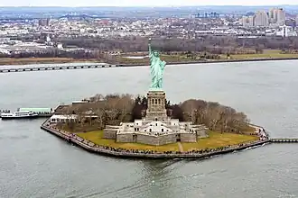 Vue aérienne de Liberty Island.