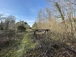 Heurtoir marquant la fin de la section exploitée, après l'EP Sibelco.