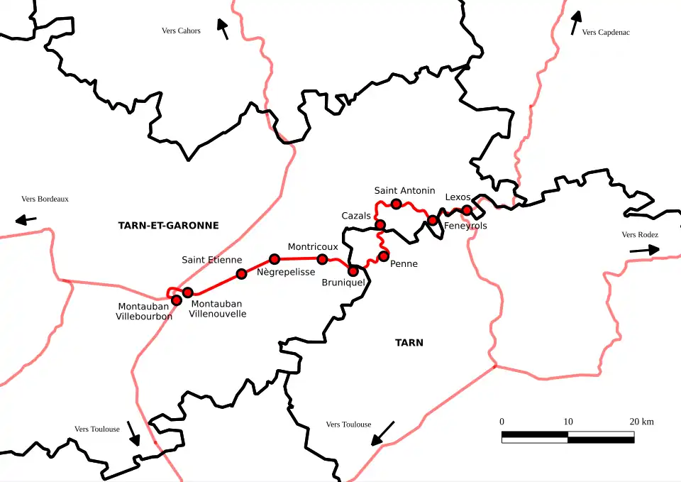 La ligne de Montauban à Lexos