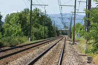 La ligne de la Maurienne au point de bifurcation avec la ligne de la Tarentaise.
