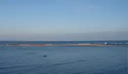 Détail de l'île de Liivakari. Il est possible de distinguer des oiseaux de mer (blancs).