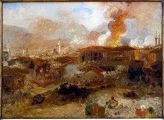 Incendie à Constantinople, vers 1850, William Turner.