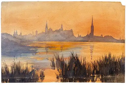 Lilly Walther&nbsp;(et) (1866‒1946), Vue de Tallin, 1913. Papier, aquarelle.