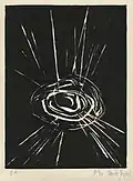 9. Therloïc Brossard, Soleil, 1970, linogravure, 23 x 30,5&nbsp;cm, collection particulière.