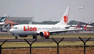 PK-LQP, le Boeing 737 MAX 8 impliqué, ici en septembre 2018, un mois avant le crash.