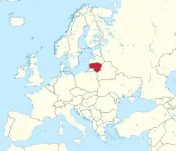 Localisation de la Lituanie en Europe