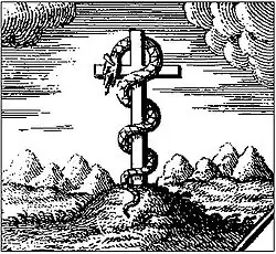 « Une croix où un serpent était crucifié ».