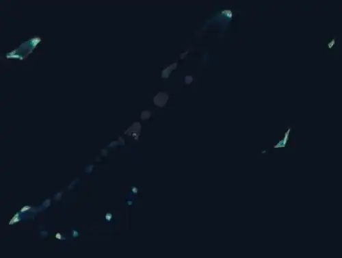 Image satellite du banc Loaita et du récif Irving prise par la NASA.