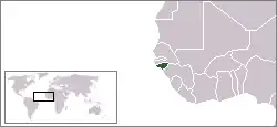 Carte de localisation de la Guinée sur le continent africain.
