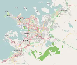 Carte de l'agglomération de Reykjavik avec la Seltjarnarnes au nord-ouest.