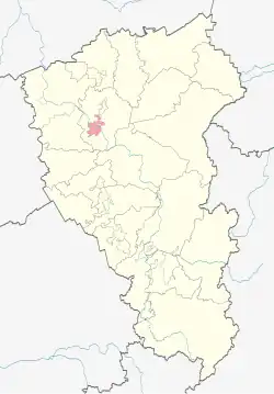 Carte de la position de la ville par rapport à l'oblast