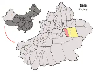 Localisation de Toksun Nahiyisi Tuōkèxùn Xiàn