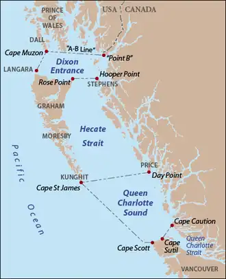 Carte du bassin de la Reine-Charlotte.