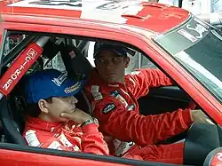 Loeb et Elena au Rallye de Finlande 2001