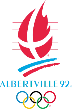 Logotype des Jeux olympiques d'Albertville, une flamme aux couleurs de la Savoie