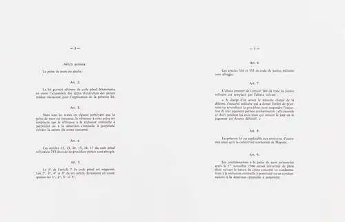 Loi du 9 octobre 1981 proclamant l'abolition de la peine de mort. Archives nationales 19940194/4.