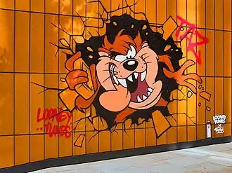 Taz représenté sur un mur à Manchester en 2021.