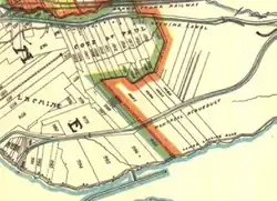 Au centre : lots du parc sur une carte de 1907