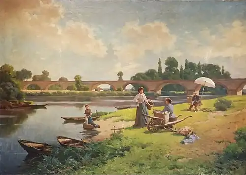 Les Lavandières à Pont de L'Arche. HST 130&nbsp;×&nbsp;89&nbsp;cm, coll. privée.