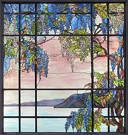 Louis Comfort Tiffany (1908) View of Oyster Bay [Vitrail] Maison de William C. Skinner, New York, États-Unis