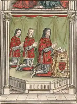 Louis Malet de Graville et ses fils, vitrail dans l'église des Célestins de Rouen.