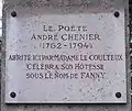 Plaque commémorative pour le poète André Chénier.