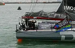 Luc Alphand sur le DCNS1000 au Havre avant le départ