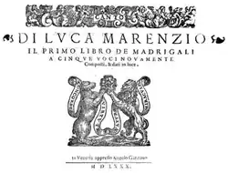 Image illustrative de l’article Premier livre de madrigaux (Luca Marenzio)