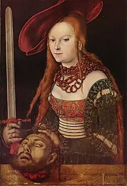 Lucas Cranach l'Ancien, Judith à la tête d'Holopherne, troisième décennie du XVIe&nbsp;siècle, Stuttgart, Staatsgalerie.
