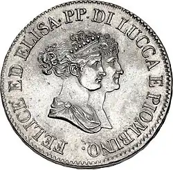 Face d'une pièce de monnaie ayant comme dessin deux visages