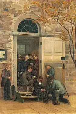 La messe à l'église (débordante de fidèles) à Saint-Jérôme, 1900, localisation inconnue