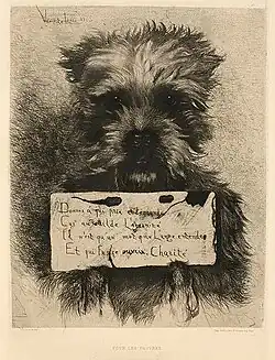 Pour les pauvres (1863), gravure à la pointe sèche sur papier, 52,6&nbsp;×&nbsp;34,7&nbsp;cm, Ottawa, musée des beaux-arts du Canada.