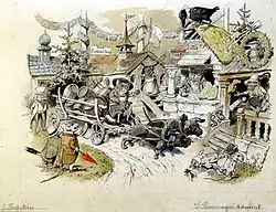 «&nbsp;La voiture à bière arrive&nbsp;! », aquarelle de Ludwig Bechstein (vers 1875)