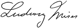 signature de Ludwig von Mises