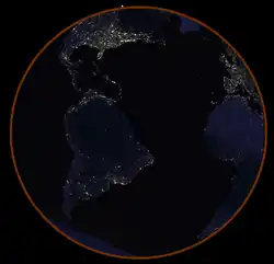 La Terre vue de la Lune au maximum de l'éclipse (simulation).