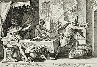 Lycaon. Gravure d'Hendrik Goltzius pour les Métamorphoses d'Ovide.