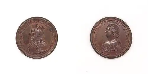 Une médaille ronde, à l'avers avec le portrait de Ferry II de Lorraine et de sa femme Agnès au revers