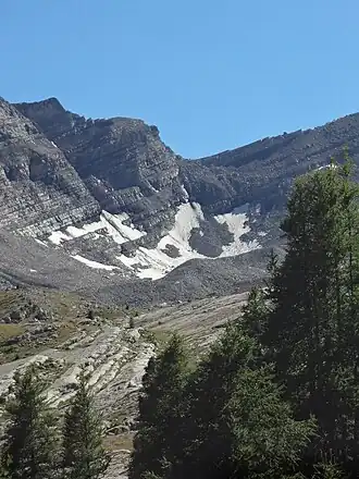Le glacier sous le sommet de la tête de l'Estrop.