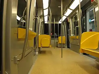 Intérieur d'une rame du métro de Rennes.