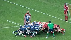 Finale 2013 : Rory Kockott et la mêlée castraise face aux Toulonnais.