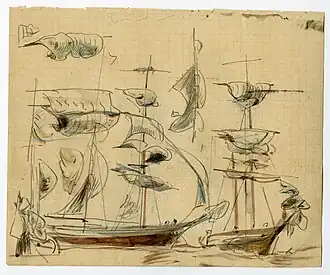 Brick, deux mâts de 3/4, musée d'Art et d'Histoire de Saint-Brieuc.