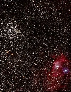 M52 et la nébuleuse de la Bulle. (N.A.Sharp, REU program/NOIRLab/NSF/AURA).