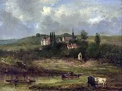 Le Varkenswaard et le village de Sint Pieter, huile, vers 1860 ?