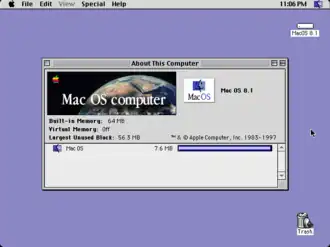 Copie d'écran de Mac OS 8.1